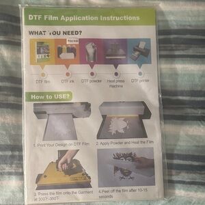 DTF Film Application Instructions Poster transferring  paper for clothes